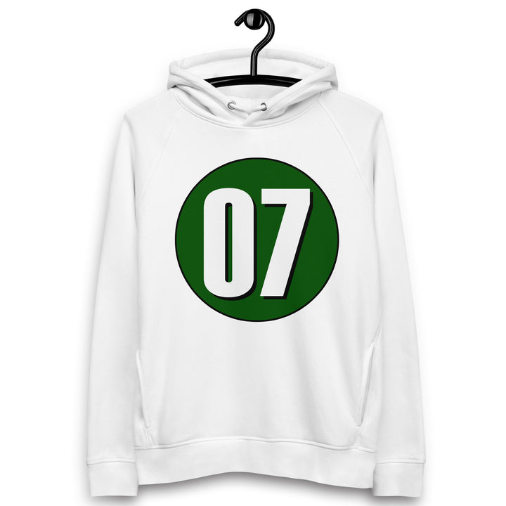 Unisex pullover hoodie: White on Hunter Green 07