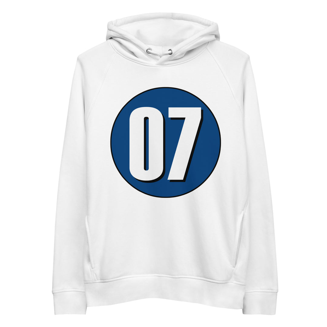 Unisex pullover hoodie: White on Navy Blue 07