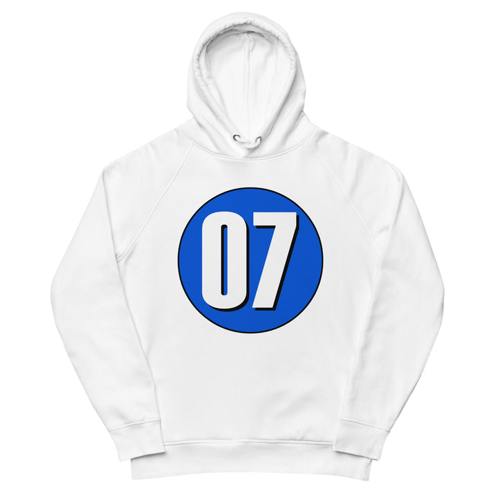 Unisex pullover hoodie: White on Periwinkle 07