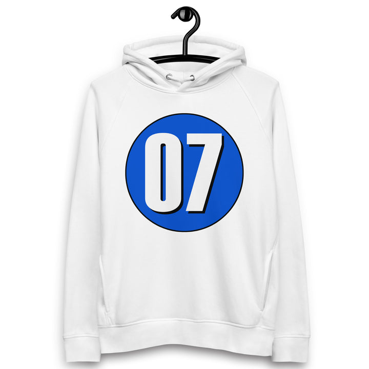 Unisex pullover hoodie: White on Periwinkle 07