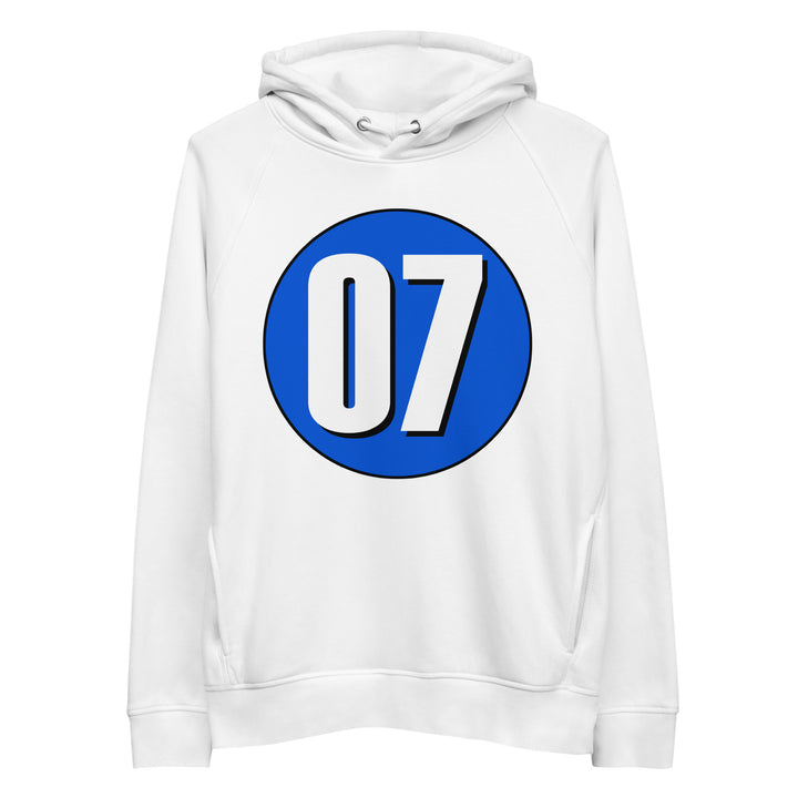 Unisex pullover hoodie: White on Periwinkle 07