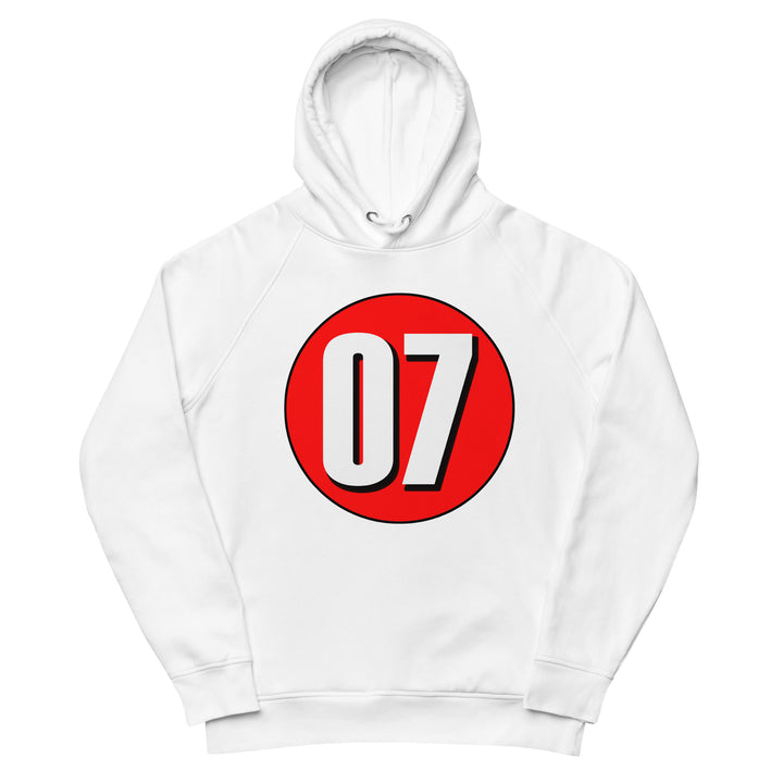 Unisex pullover hoodie: White on Red 07