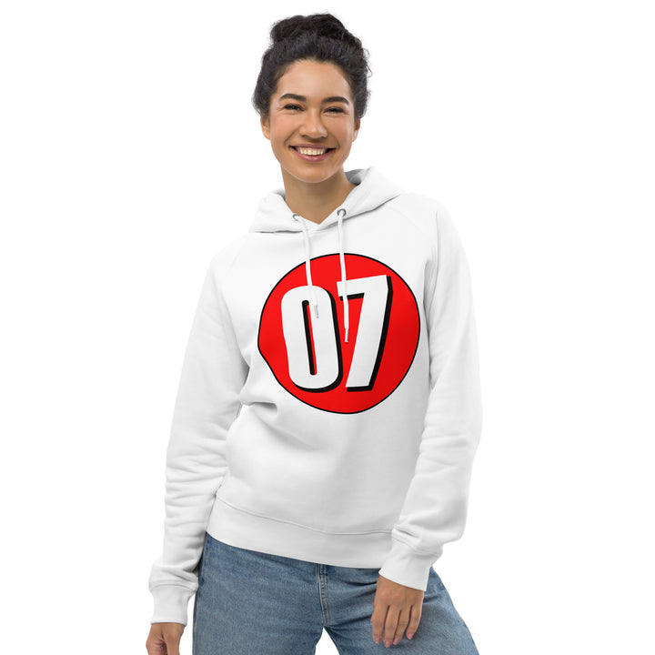 Unisex pullover hoodie: White on Red 07