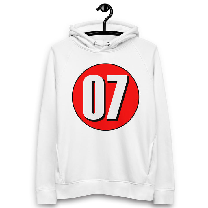 Unisex pullover hoodie: White on Red 07