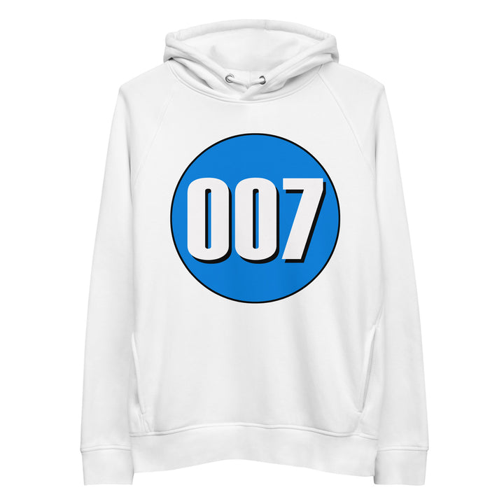 Unisex pullover hoodie: White on Blue 007