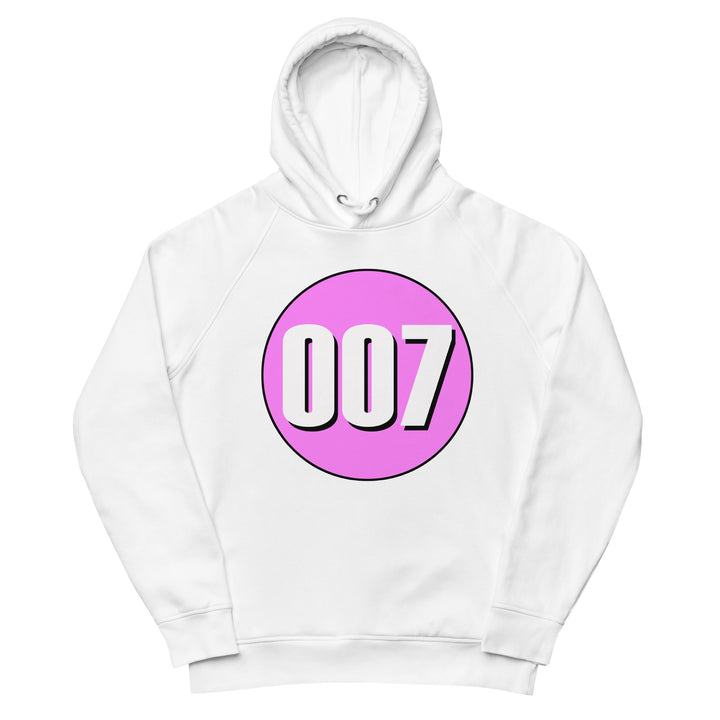 Unisex pullover hoodie: White on Pink 007