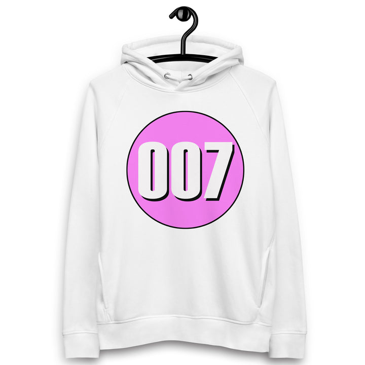 Unisex pullover hoodie: White on Pink 007