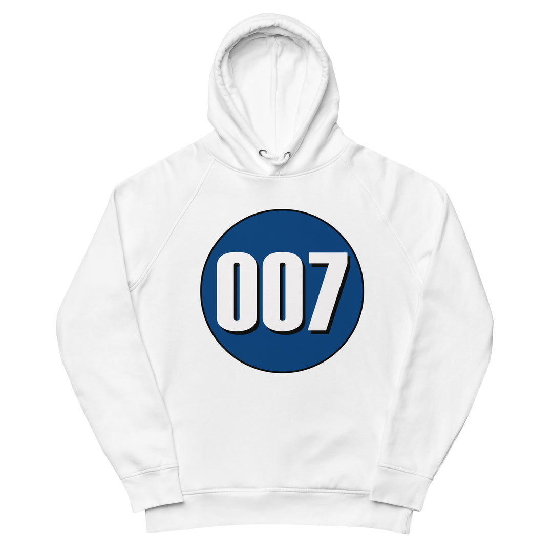 Unisex pullover hoodie: White on Navy Blue 007