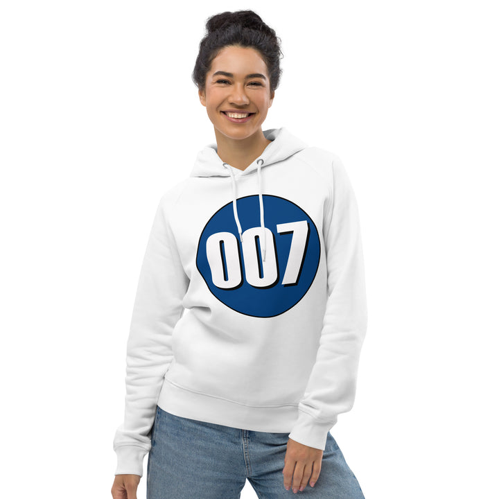 Unisex pullover hoodie: White on Navy Blue 007