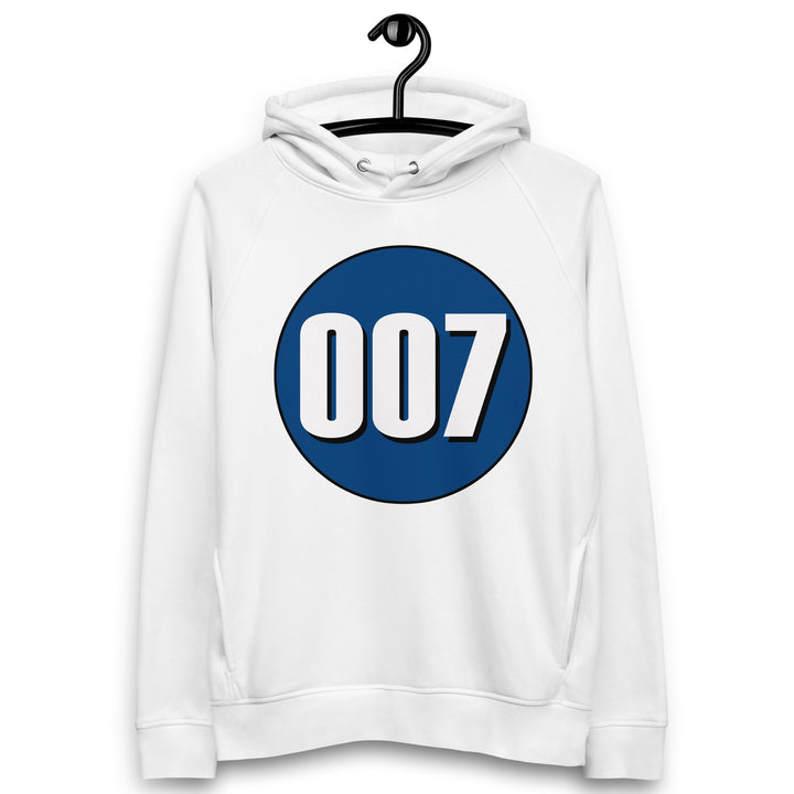 Unisex pullover hoodie: White on Navy Blue 007