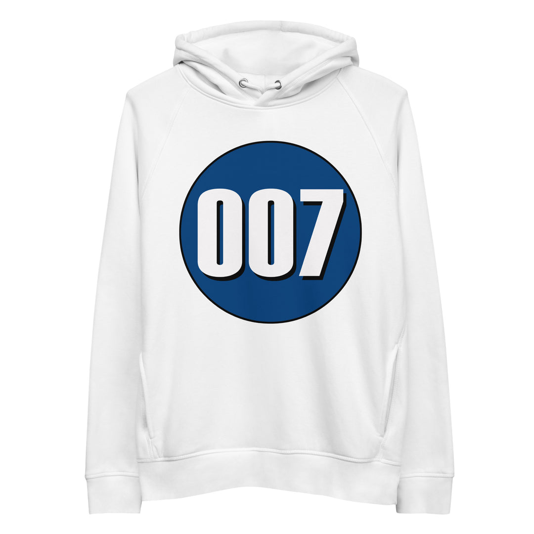 Unisex pullover hoodie: White on Navy Blue 007