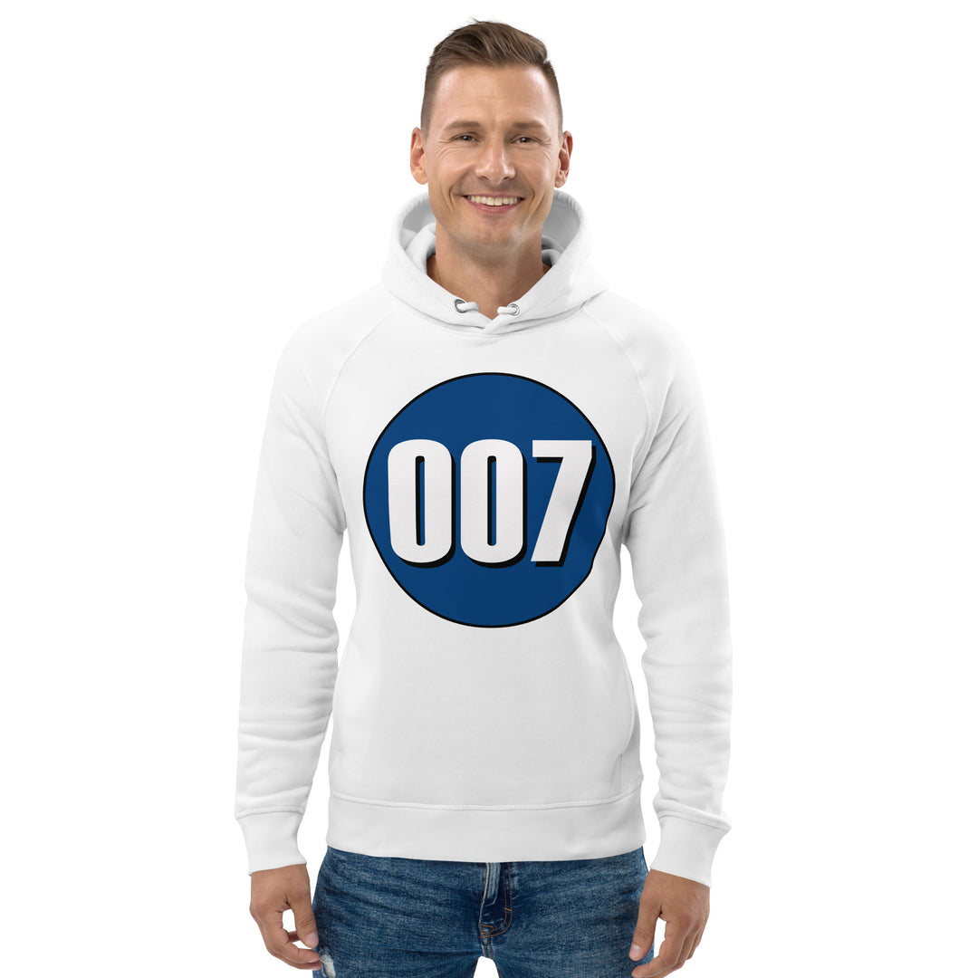 Unisex pullover hoodie: White on Navy Blue 007