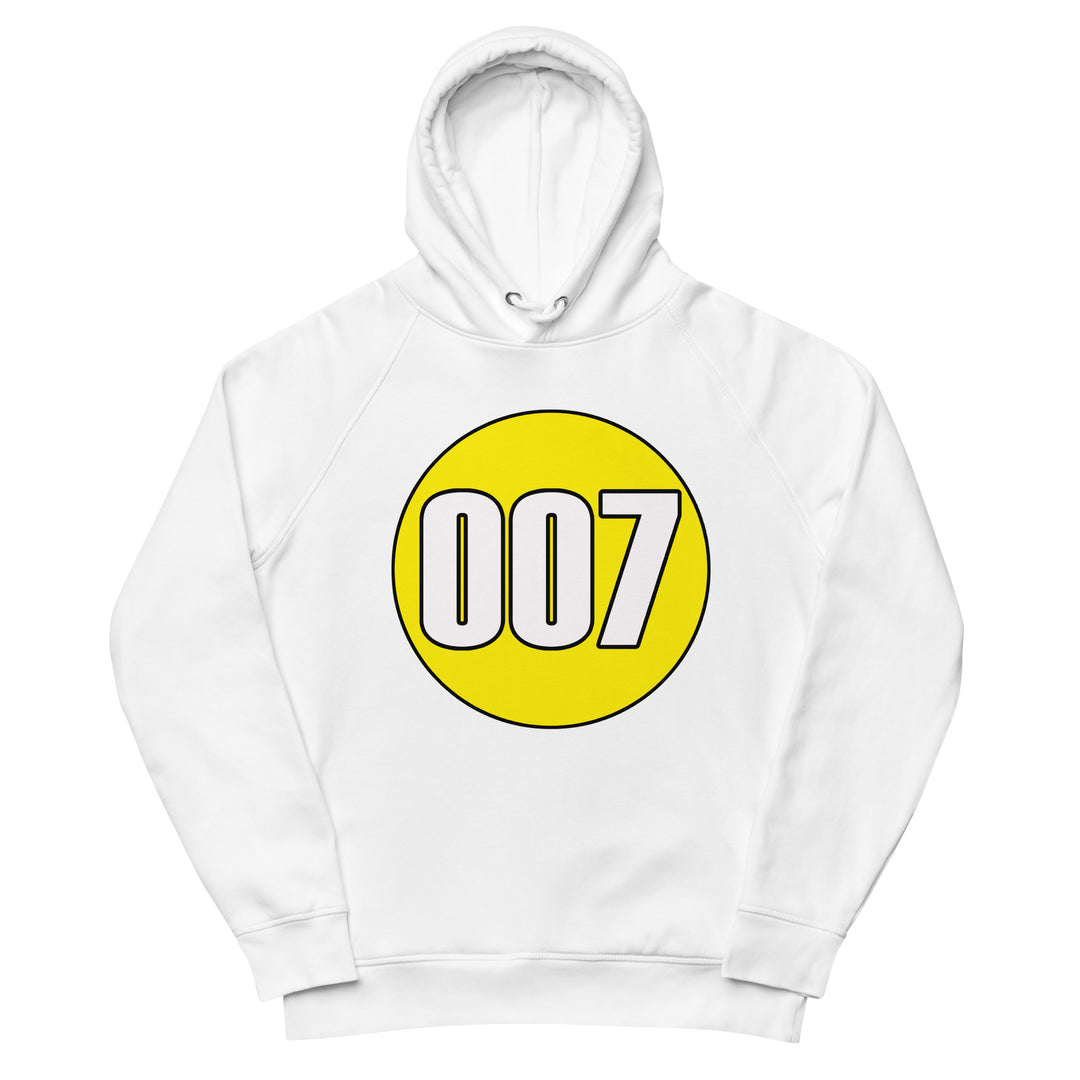 Unisex pullover hoodie: White on Yellow 007