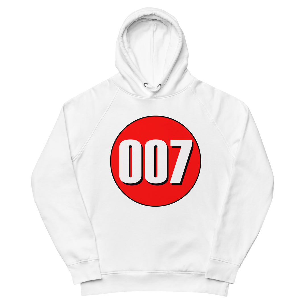 Unisex pullover hoodie: White on Red 007