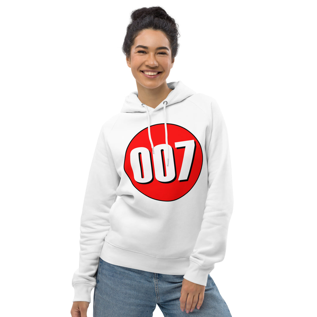 Unisex pullover hoodie: White on Red 007