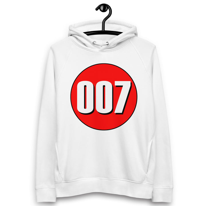 Unisex pullover hoodie: White on Red 007