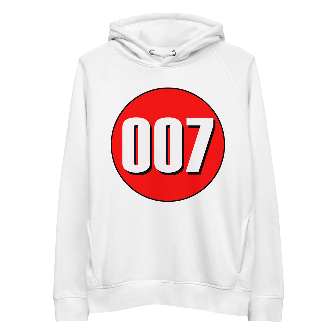 Unisex pullover hoodie: White on Red 007