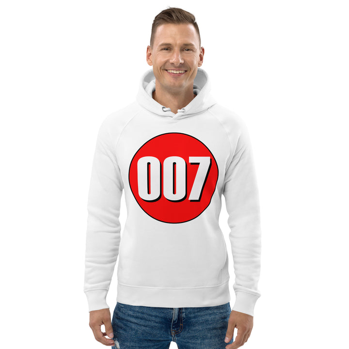 Unisex pullover hoodie: White on Red 007