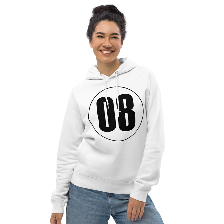 Unisex pullover hoodie: Black on White 08