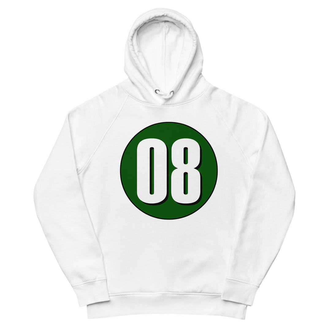 Unisex pullover hoodie: White on Hunter Green 08