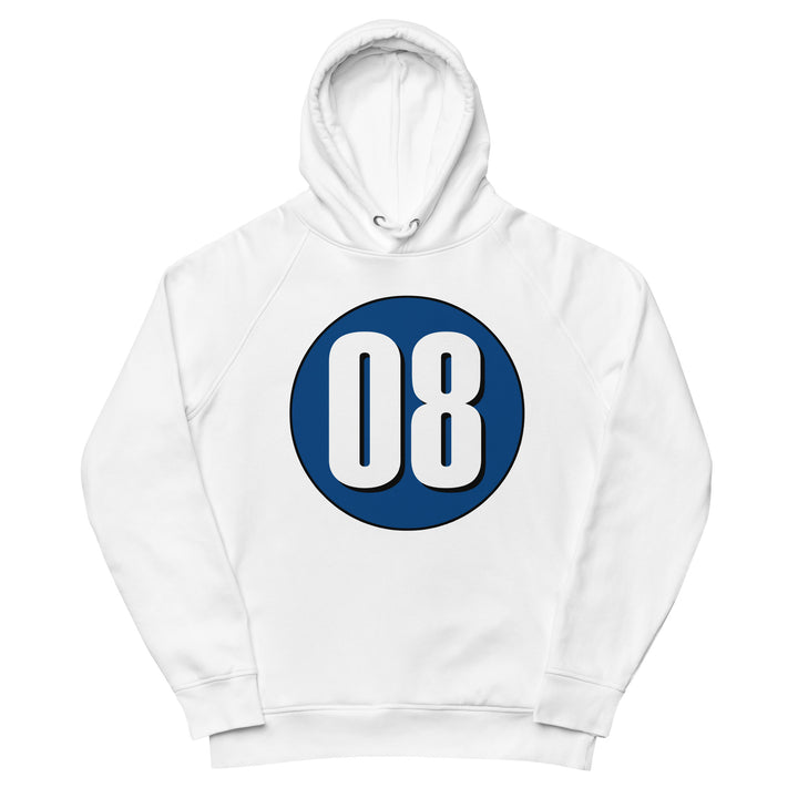 Unisex pullover hoodie: White on Navy Blue 08