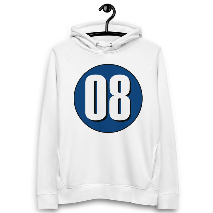 Unisex pullover hoodie: White on Navy Blue 08