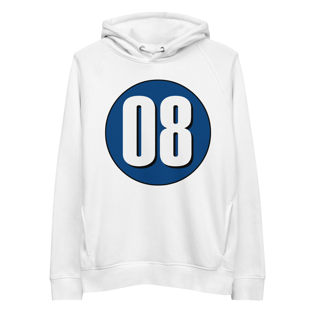 Unisex pullover hoodie: White on Navy Blue 08