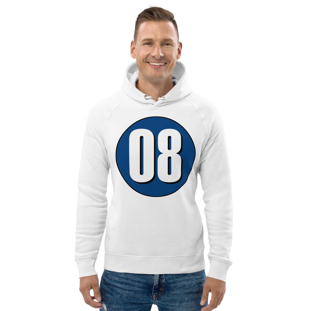 Unisex pullover hoodie: White on Navy Blue 08