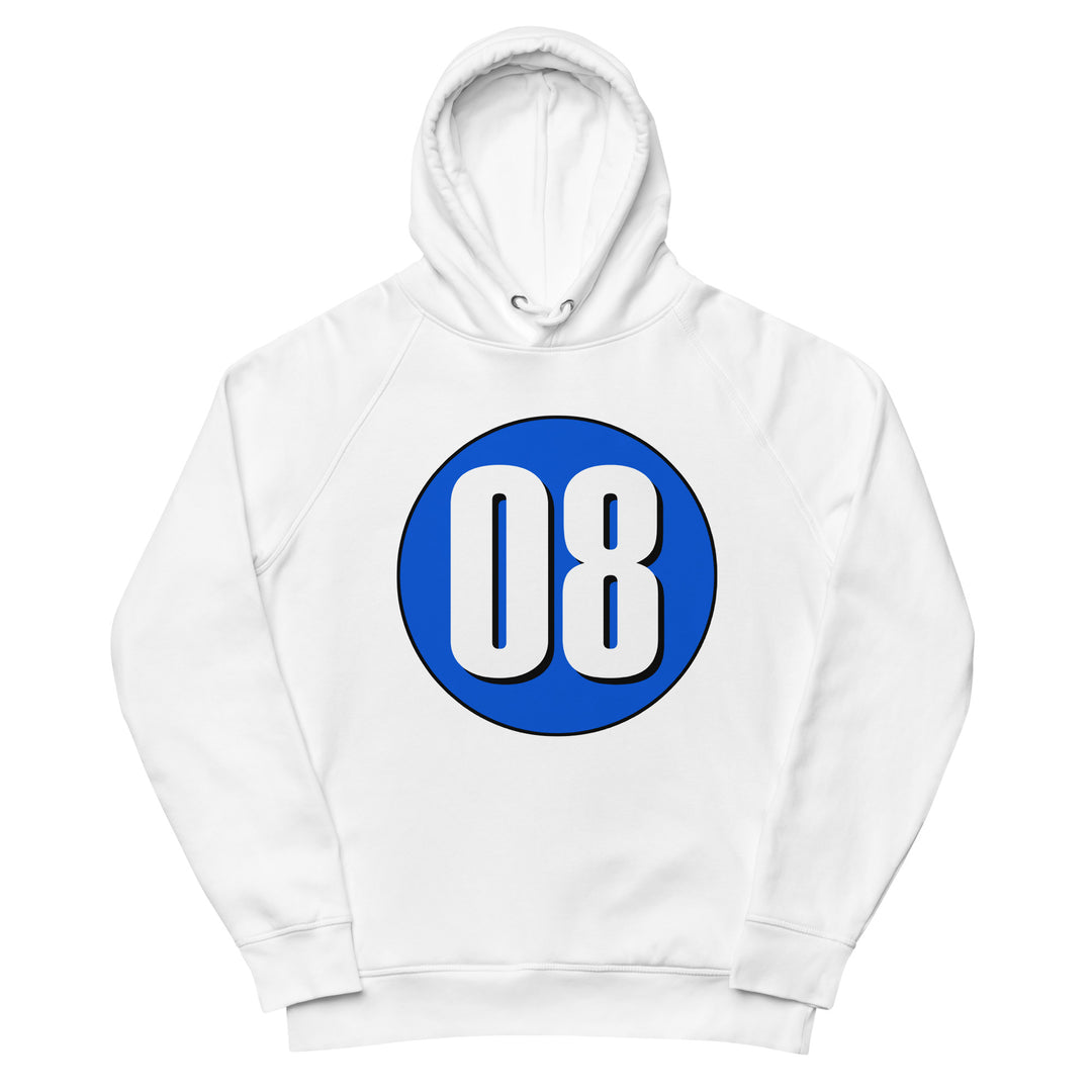 Unisex pullover hoodie: White on Periwinkle 08