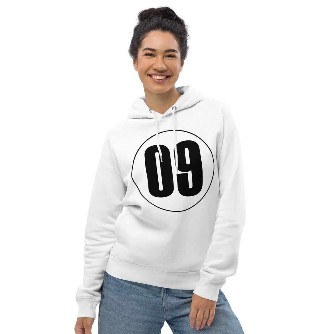 Unisex pullover hoodie: Black on White 09