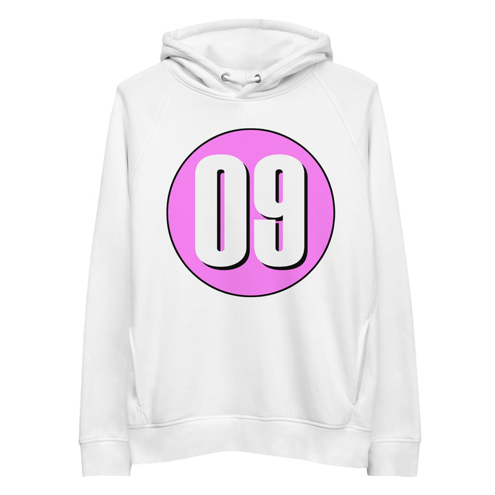 Unisex pullover hoodie: White on Pink 09