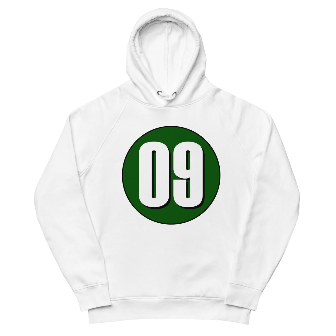 Unisex pullover hoodie: White on Hunter Green 09