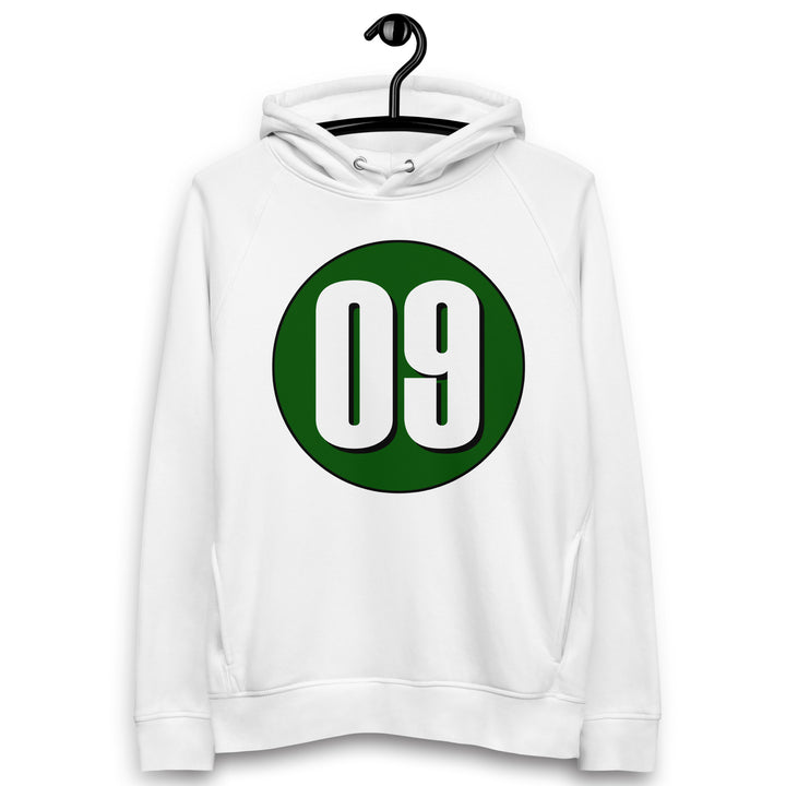 Unisex pullover hoodie: White on Hunter Green 09