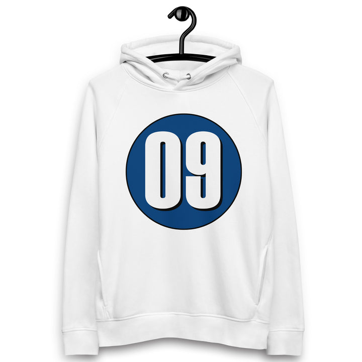 Unisex pullover hoodie: White on Navy Blue 09