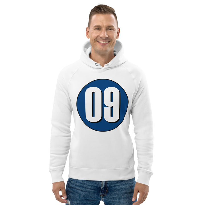 Unisex pullover hoodie: White on Navy Blue 09