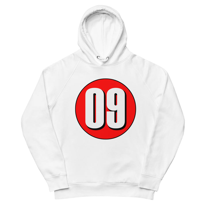 Unisex pullover hoodie: White on Red 09