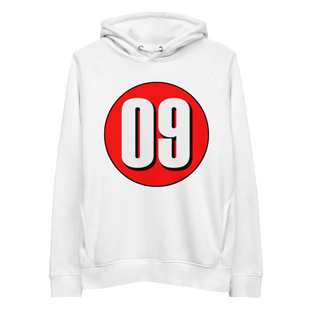 Unisex pullover hoodie: White on Red 09