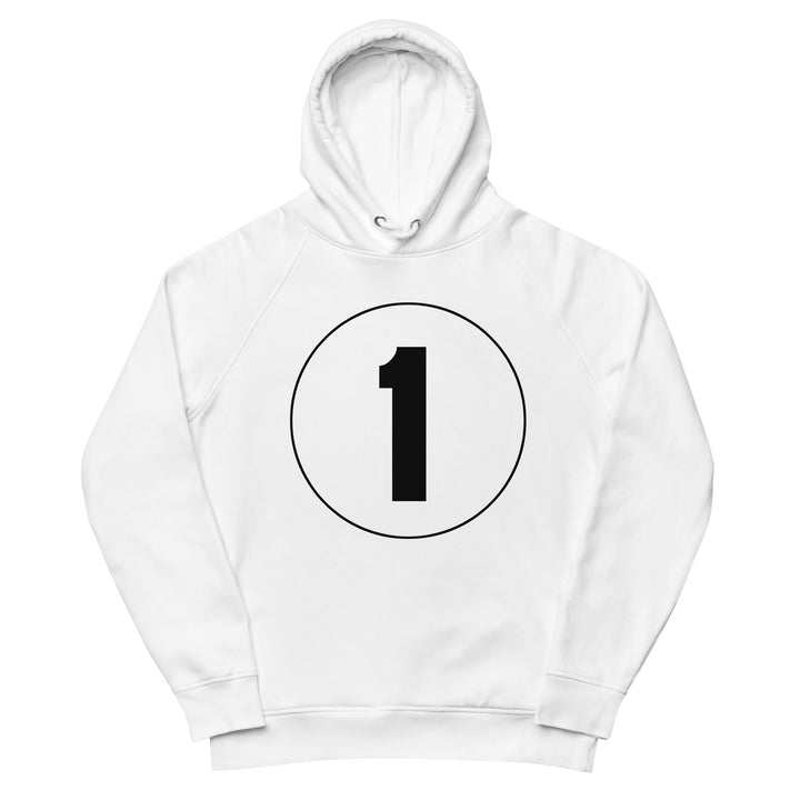 Unisex pullover hoodie: Black on White 1