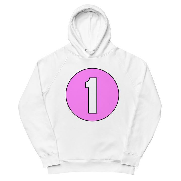 Unisex pullover hoodie: White on Pink 1