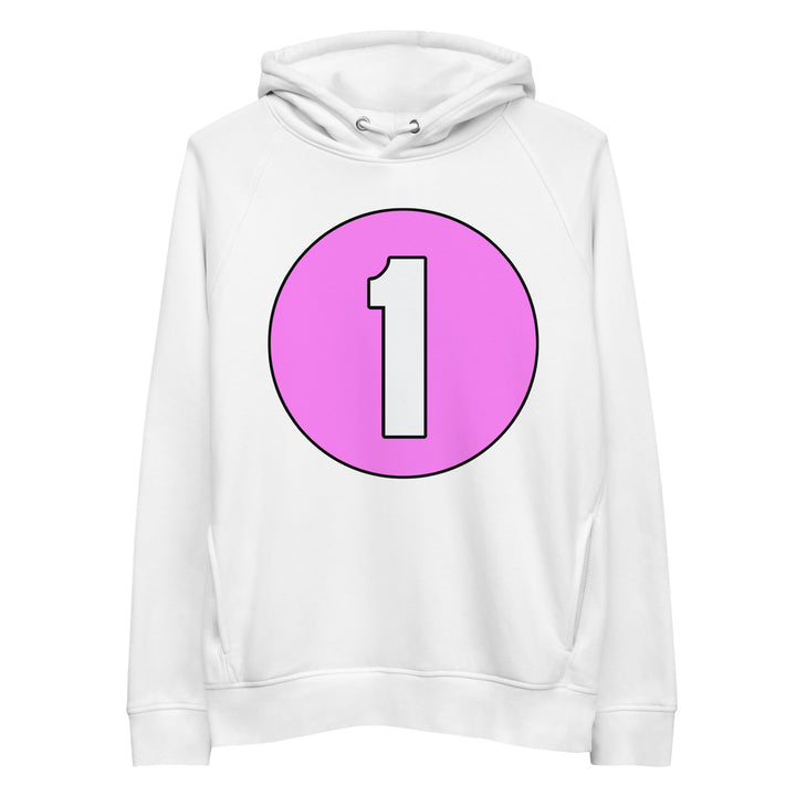 Unisex pullover hoodie: White on Pink 1