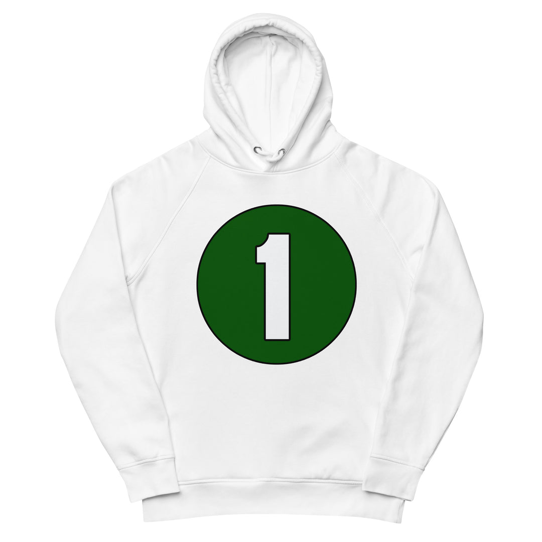 Unisex pullover hoodie: White on Hunter Green 1