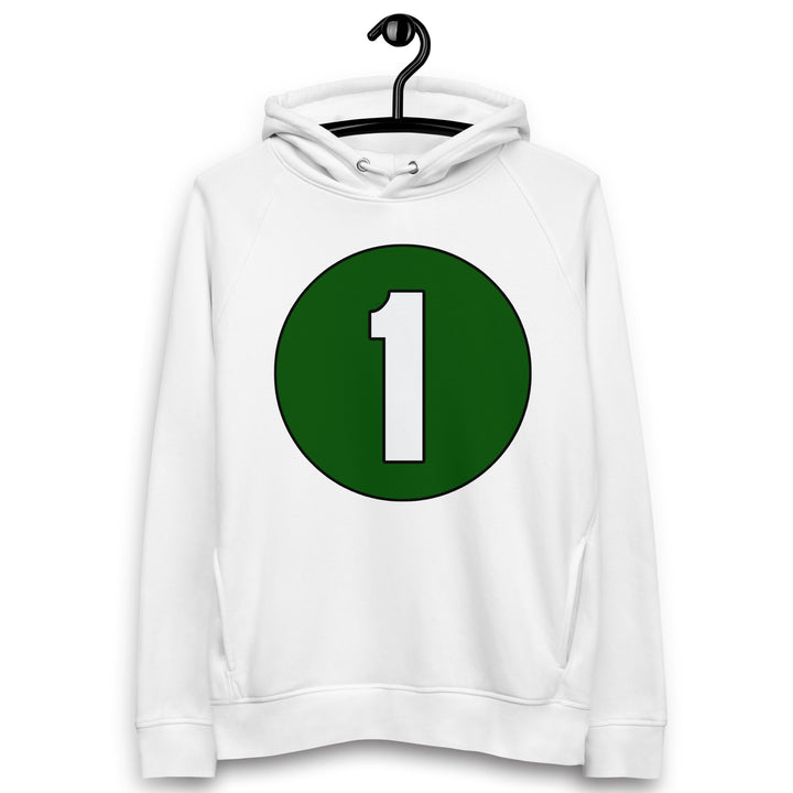 Unisex pullover hoodie: White on Hunter Green 1