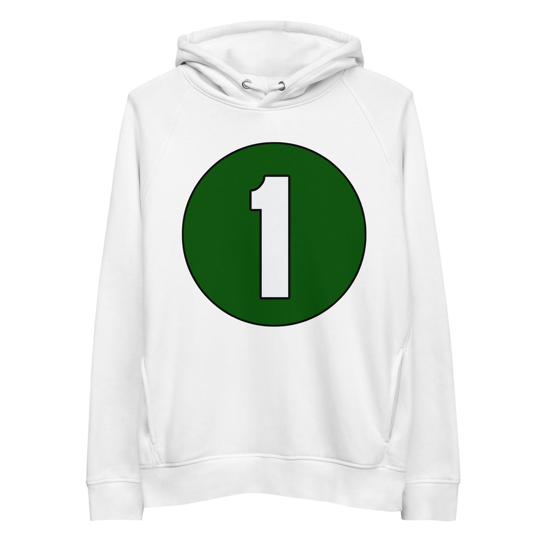 Unisex pullover hoodie: White on Hunter Green 1