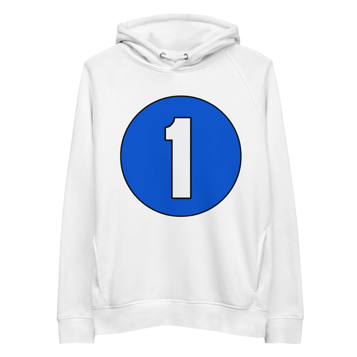 Unisex pullover hoodie: White on Periwinkle 1