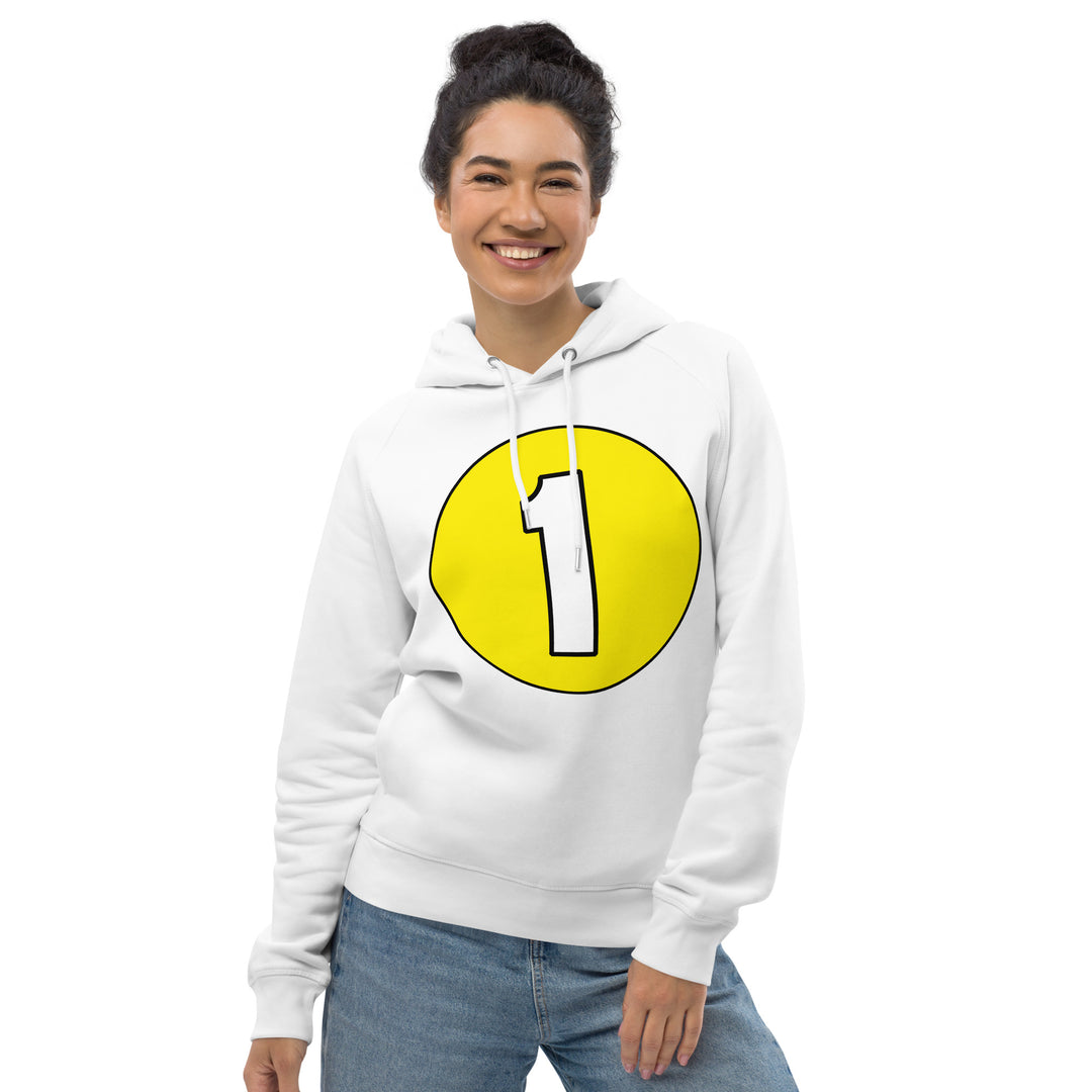 Unisex pullover hoodie: White on Yellow 1