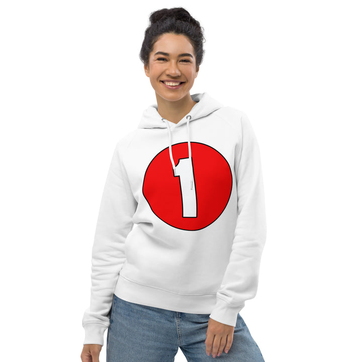 Unisex pullover hoodie: White on Red 1