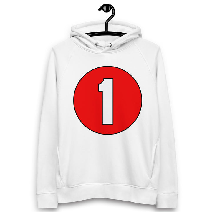 Unisex pullover hoodie: White on Red 1