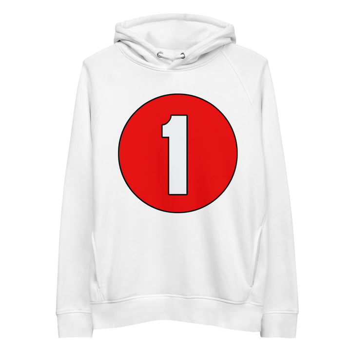 Unisex pullover hoodie: White on Red 1