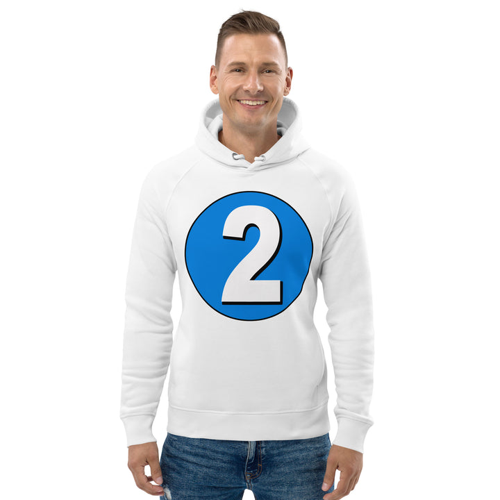 Unisex pullover hoodie: White on Blue 2