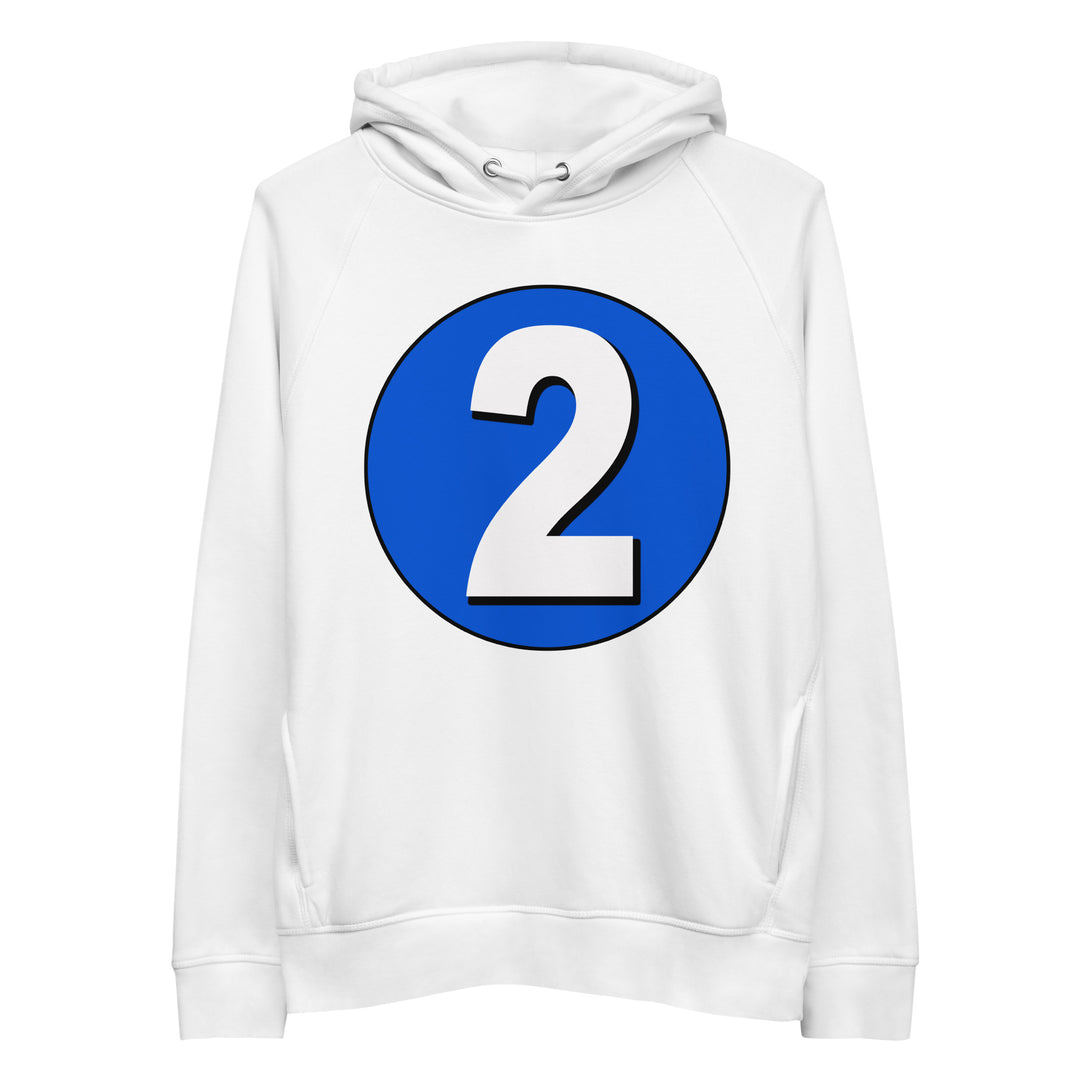 Unisex pullover hoodie: White on Periwinkle 2